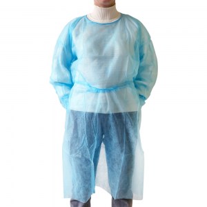 Одноразвый халат на завязках голубой (10 шт/уп)